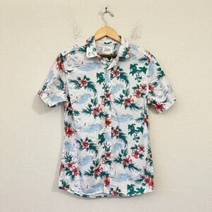 BIXBY NOMAD Odyssey Shirt White Floral Hawaiian Slim Cotton SS